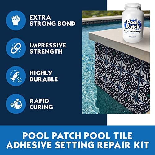 Pool Patch Pool Tile Thinset Adhesive Repair Kit 10 lb - Easy to Mix and Apply Thinset Formula - Perfect to Glue Pool Tile - Quick-Drying, Extra Strong Bond - (coverage: approx. 20 sq. ft)