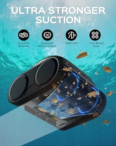 WYBOT C1 Cordless Pool Vacuum for Inground Pools, Robotic Pool Cleaner 150-Min Runtime, Wall Climbing, Triple-Motor, Intelligent Route Planning, Ideal for Pools Up to 1,614 Sq. Ft