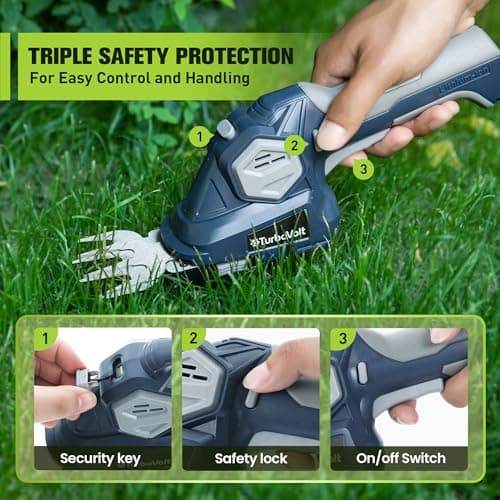 Cordless Grass Shear & Hedge Trimmer, Electric Shrub Trimmer - 2 in 1 Handheld Grass Cutter, Hedge Shear for Garden, Lawn, Rechargeable Lithium-Ion Battery and Type-C Cable Included
