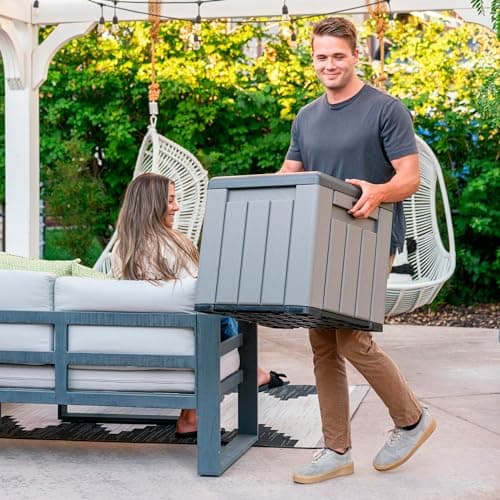 Lifetime Outdoor Storage Cube Deck Box for Patio Furniture Cushions, Toys, Garden Tools, Pool Accessories, 25 Gallon