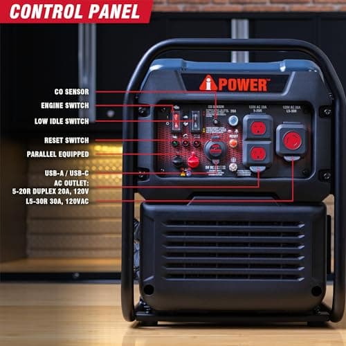 A-iPower 4600W RV-Ready Open Frame Inverter Generator Gas Powered, Lightweight Portable Power Supply with CO Sensor