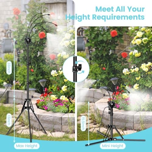 Standing Misters for Outside Patio - Adjustable 5.3FT Portable Misting System Cooling Outdoor 32.8Ft Stand Misting Long Water Line for Kids Mist Playing, Patio Cooling, Backyard, Porch, Sprinkler
