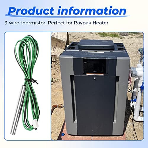 Pool Heater Temperature Sensor 009577F Compatible with Raypak Heaters 206A, 207A, 266A, 267A, 336A, 337A, 406A, 407A, 3 Wire NTC 100K Replacement for Raypak Temperature Sensor Lid Units