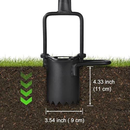 Sod Plugger, Bulb Planter with Long Handle and Serrated Base Garden Tool, Bulb Transplanter Also Grass Plug Tool for Digging Holes to Plant Tulips, Iris, Daffodils