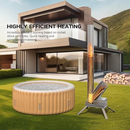 Outdoor Wood Burning Heater for Hot Tub, Portable Wood Fired Hot Tub Heaters,Titanium Coil Heat Exchanger Heating for Spas, Small Swiming Pools Wood Burning Stove