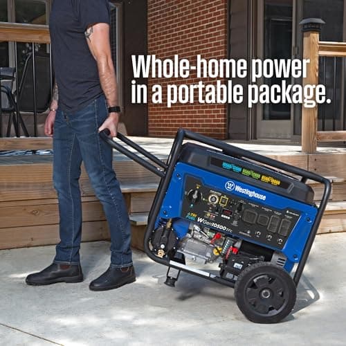 Westinghouse 13500 Peak Watt Tri-Fuel Home Backup Portable Generator, Remote Electric Start, Transfer Switch Ready, Gas, Propane, and Natural Gas Powered