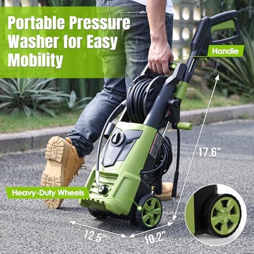 Pressure Washer, 4000PSI 2.8 GPM Power Washer with 35FT Power Cord and 26FT Hose, Electric Pressure Washer with 5 Nozzles & 500ml Foam Cannon, Cleaning for Cars, Home, Driveways, Yards, Pools