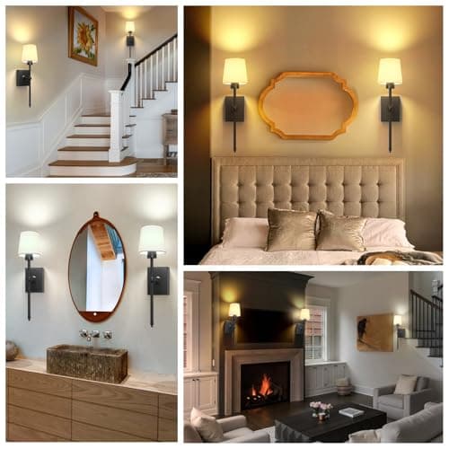 iThird Battery Operated Wall Sconces Set of 2: Black Rechargeable Wall Lights with 6000mAh Detachable Battery and Remote,4CCT Dimmable Wireless Sconce Lamp for Bedroom Living Room Hallway Bathroom