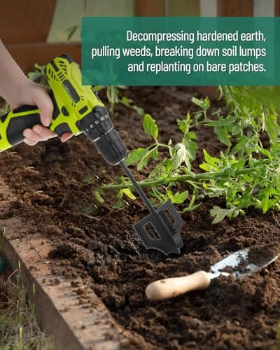 4-in-1 Cultivator Soil Tiller-Soil Digger and Soil Loosener for Gardening Bed and Plant Box,Bulb Planter Auger for 3/8" Hex Drive Drill
