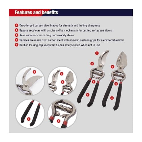 Spear & Jackson CUTTINGSET8 Traditional Bypass & Anvil Pruner/Secateur Set