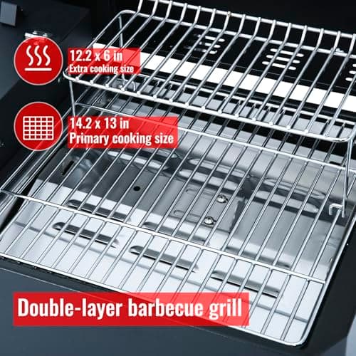 Portable Wood Pellet Grill and Smoker,Electric Outdoor 8 in 1 Tabletop Grills for RV Camping Tailgating RV Cooking BBQ, Intelligent Temperature Control and Superheated Steam Technology,Red