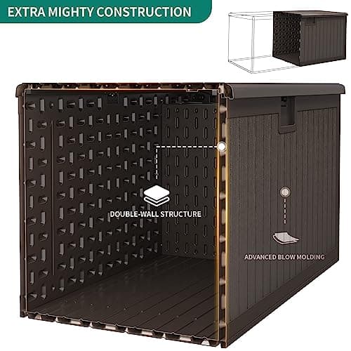 YITAHOME XXL 230 Gallon Large Deck Box,Outdoor Storage for Patio Furniture Cushions,Garden Tools with Flexible Divider,Waterproof,Lockable (Brown)