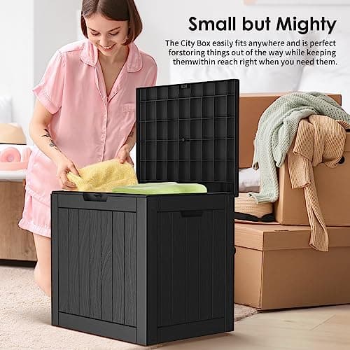 DRATO Deck Boxes, 31 Gallon Outdoor Storage Box for Patio Cushion, Sports Equipment, Garden Tools, Waterproof and UV Resistant, Lockable Black