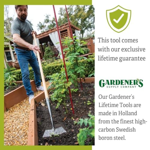 Gardener's Supply Company Lifetime Dutch Hoe | High-Carbon Boron Steel Blade & 54" Long European Ash Wood T-Handle | Easy to Use Gardening Tool