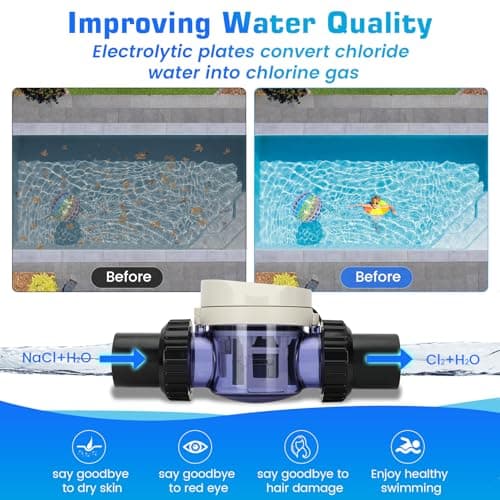 Smart Saltwater Pool Chlorinator System for Up to 12,000 Gallons, Chlorine Generator With App Remote Control, Salt Generating System With Digital Panel
