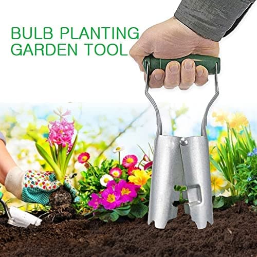 Bulb Planter Set, Stainless Steel Dibber Hand Tools, 1Pc Bulb Planter, 1Pc Metal Planting Dibber, Bulb Planting Garden Tool Set, Bulb Planter Tool and Dibber for Planting Seed,A
