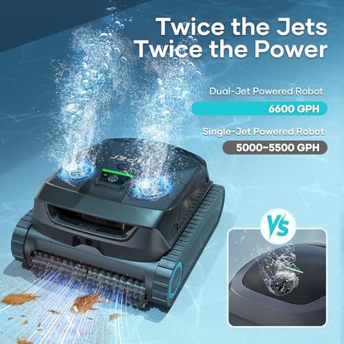 (Upgrade) AIPER Scuba X1 Cordless Robotic Pool Cleaner, 6600 GPH High-Power Suction with Dual-Jet, Multi-Layer Filtration System, Horizontal Waterline Scrubbing, Ideal for Inground Pools