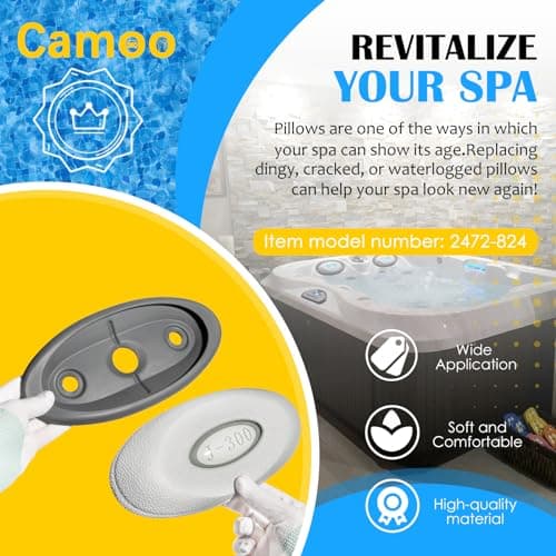 2472-824 Spa Oval Pillow Insert + Back Mount with LED Compatible Insert Fit for 2014+ Jacuzzi J-300 Series hot tubs (4-Pack)