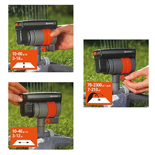 Gardena (84-BZMX) Up to 2300 Sq Ft, ZoomMaxx Adjustable Oscillating Sprinkler on Weighted Base for Watering of Lawn, Yard and Garden. Includes Gardena Quick Connector System to Connect to Hose.