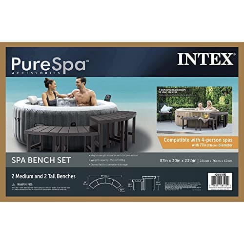 Intex 2 Medium PureSpa Benches, Compatible with Above Ground 4 Person Spas (Accessory Only)