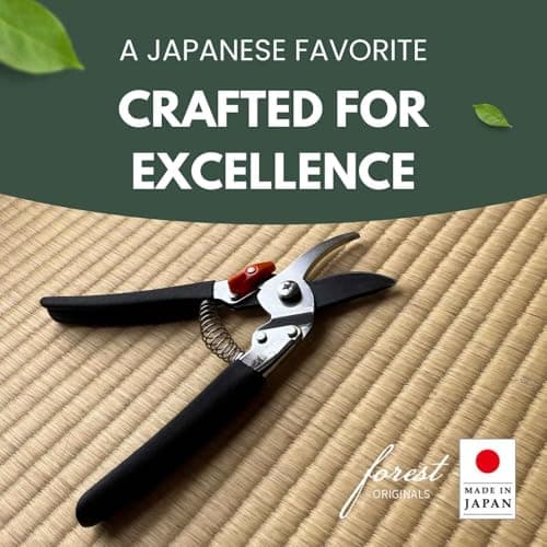Saboten 7.9" Japanese Pruning Shears - Premium Steel Blades, Rust-Resistant Fluorine Coating, Ergonomic Grip, Duracon Safety Lock - forest Originals, Made in Japan, Gardening & Farming Scissors