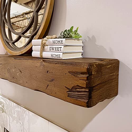 Fireplace Mantel, Distressed, Rustic, Floating Shelf, Modern, Real Wood. (48Lx6Hx8D, Provincial)