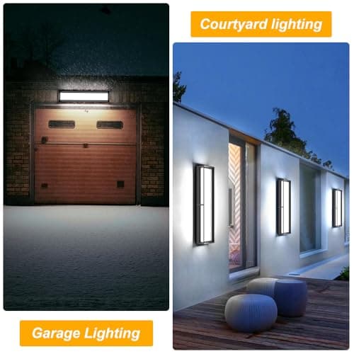Outdoor Wall Sconce Lights,2Packs 10%-100% Dimmable LED Modern Porch & Patio Wall Light Fixture, 23.6in Black Exterior Sconce Wall Mounted Lights Suitable for Garage Courtyard House(6000K)