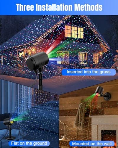 Mini Christmas Laser Projector, 3 Color Moving Star Lights Firefly Show with RF Remote, Waterproof & Cold Resistant Outdoor Garden Lights Decor for Xmas Yard Garden Holiday Party