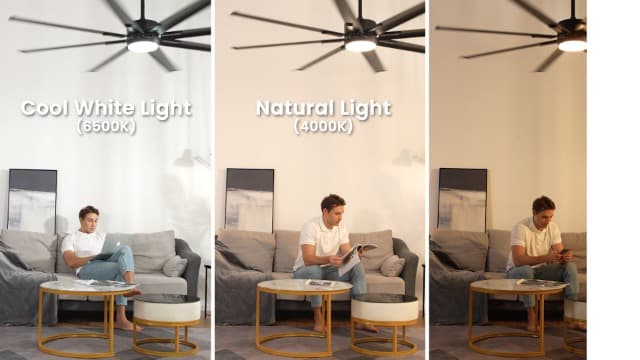 72 Inch Large Industrial Ceiling Fan with Light and Remote-8 Aluminium Blades Ceiling Fan with Energy Efficient DC Motor,Reversible Airflow-Ideal for Living Room,Patio,Garage,and Commercial Spaces