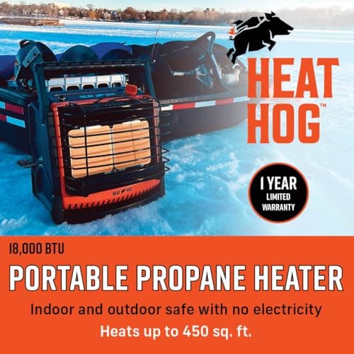 Heat Hog 18,000 BTU Portable Propane Radiant Space Heater, Indoor, Outdoor, Garage, Camping, Outdoor Sports, Boating, RVs, Tiltable Design, Gas Powered