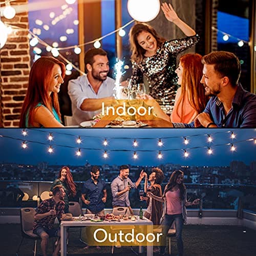 100FT LED Outdoor String Lights Patio Light with 52 Shatterproof G40 Dimmable Globe Bulb, 2-Pack 50FT Waterproof Outside Hanging String Light for Christmas Backyard Porch Balcony Gazebo Party