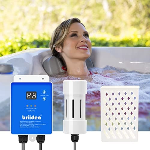 Salt Chlorine Generator, Briidea Chlorine Generator with USA-Made Titanium Cell, Ideal for Hot Tubs & Swim Spas Up to 2000 Gallons, Chemical-Free & Cost-Effective Maintenance