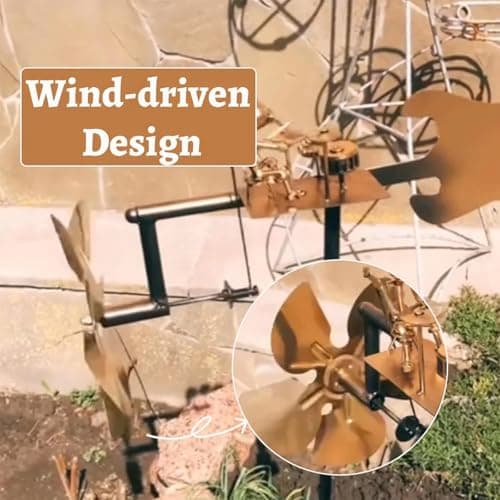 Handmade Metal Drummer Windmill – 2025 Rockin Percussionist Figurine, Wind-Powered Kinetic Sculpture, Garden Wind Spinner for Yard, Lawn, Patio Decoration (Golden)