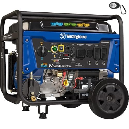 Westinghouse Outdoor Power Equipment 14500 Peak Watt Tri-Fuel Home Backup Portable Generator, Remote Electric Start, Transfer Switch Ready, Gas, Propane, and Natural Gas Powered