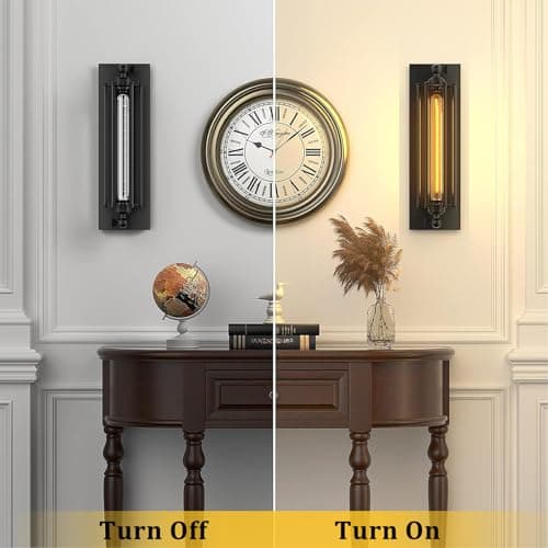 Licperron Sconces Wall Lighting, Industrial Black Wall Sconces Antique Light Fixtures for Bedside, Bar, Restaurant, Hallway, Indoor&Outdoor Wall Decor, E26 & E27 Bar Lights, UL Approval, 2 Pack