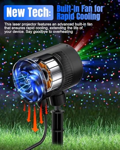 Mini Christmas Laser Projector, 3 Color Moving Star Lights Firefly Show with RF Remote, Waterproof & Cold Resistant Outdoor Garden Lights Decor for Xmas Yard Garden Holiday Party