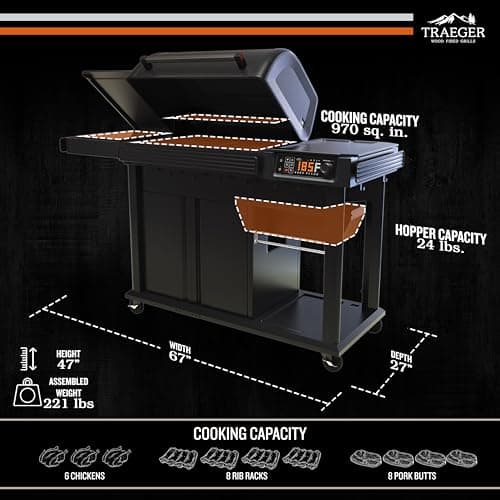 Traeger Woodridge Elite Electric Wood Pellet Grill and Smoker, 970 Sq. In., Side Sear Station, WiFIRE Technology, Super Smoke Mode, Outdoor Pellet Smoker Grill with Insulated Body, TFC97XLH