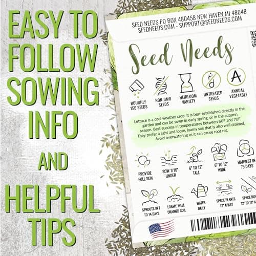 Seed Needs Lettuce Seeds for Planting - Non-GMO Heirloom & Untreated - Grow a Home Grown Outdoor Garden or an Indoor Hydroponics Garden - Homestead Sampler Kit (14 Packs)