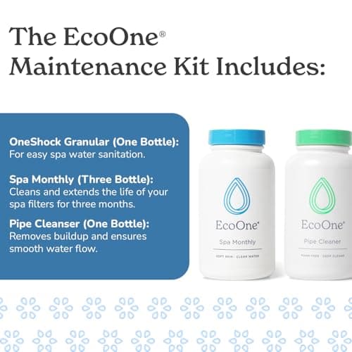 EcoOne | Hot Tub Chemical Maintenance & Supply Kit | Spa Shock, Conditioner & Purification Kit | Contains Oneshock Chlorine Granular, SPA Monthly Conditioner & Filter Cleanser | 3 Month Supply