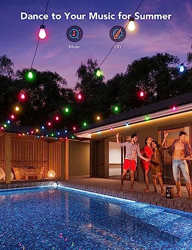 Govee Smart Outdoor String Lights H7021, RGBIC Warm White 96ft (2 Ropes of 48ft) LED Bulbs for Outdoor Decorations, WiFi Patio Lights Work with Alexa, Google, APP Control, IP65 Waterproof