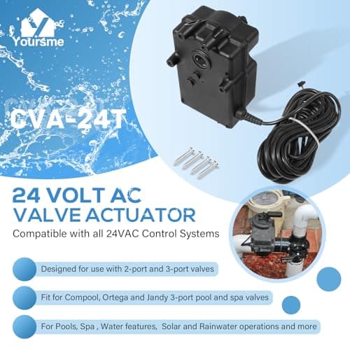 Yoursme CVA-24T Valve Actuator Replacement Part for Pentair 263045 Valve Actuator, 24 Volt AC 180 Degree Rotation, 25 Feet Cable, for 2 or 3 Port Valves, Compatible with All 24VAC Control Systems