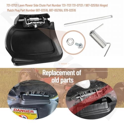 731-07131 Lawn Mower Side Discharge Chute & 987-02516A Hinge Mulch Plug Assy Compatible With MTD, Mu-rray, Cu-b Cad, Ya-rd Machines, Co-lumbia, Cr-aftsman, Hu-skee, T-roy Bilt Hand-Pushed Lawn Mower