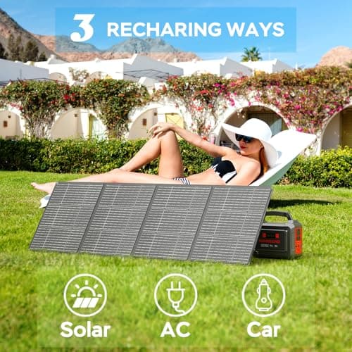 MARBERO Solar Generator 296Wh Portable Power Station with Solar Panel 60W Included Solar Power Bank with AC Outlets 300W Pure Sine Wave with Foldable Solar Panel Set for Camping Home Outdoor Emergency