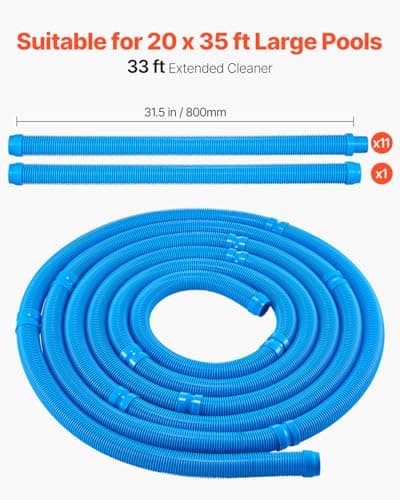 VEVOR Suction Pool Cleaner, Automatic Pool Vacuum Cleaner, Suction Side Automatic Pool Cleaner, Suction Vacuum Pool Sweeper with 12 Hoses, for In-ground Pool and Above-Ground Pool Up to 20 x 35 ft