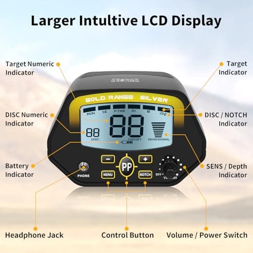 SAKOBS Metal Detector for Adults - High Accuracy Metal Detector with Discrimination Mode & Distinctive Audio Prompt and LCD Display Waterproof Search Coil for Treasure Hunting Beginners Professionals