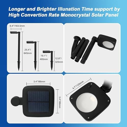4 Pack Solar Pathway Lights with 2-in-1 Warm White and Cool White Light Modes, Solar Lights for Outdoor Garden Yard Landscape Path Walkway Sidewalk