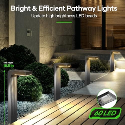 Solar Pathway Lights Outdoor 4Pack, 400LM Motion Sensor Walkway Lights with Warm/Cool White, 12H Lasting, IP65 Waterproof Solar Powered Landscape Lighting for Garden, Yard