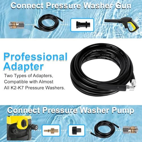 Sewer Jetter Kit for Pressure Washer, 50 FT 5800 PSI Drain Cleaner Hose with Universal M22-14mm and 1/4" Connector, 2 Sewer Jetting Nozzles, High Pressure Washer Hose for Karcher Bosch