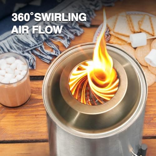 BALI OUTDOORS 6.5 inch Tabletop Fire Pit Round, Stainless Steel Table Top Firepit Small, Outdoor Smokeless Firepit Portable