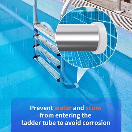 Pool Ladder Bumpers for Inground Pool - Pool Ladder Plugs Fits 1.9” Swimming Pool Ladder Tubing - Steps Inside Plug Caps for Protect Swimming Pool Liner, Rubber Ladder Foot Cover (2Pack)